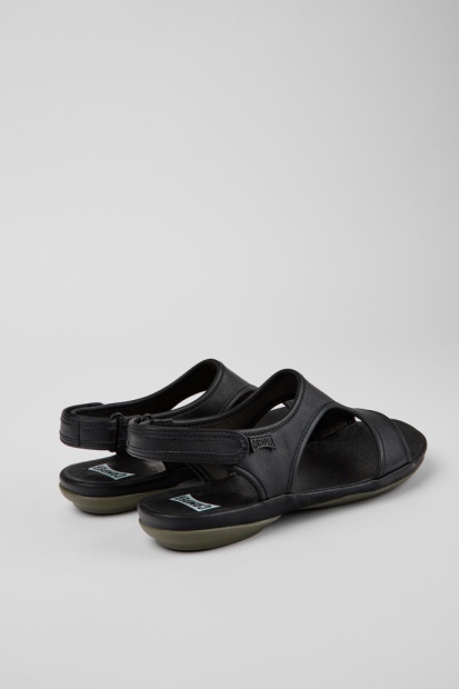 Camper Design Høyre Svarte Skinnsandaler For Kvinner