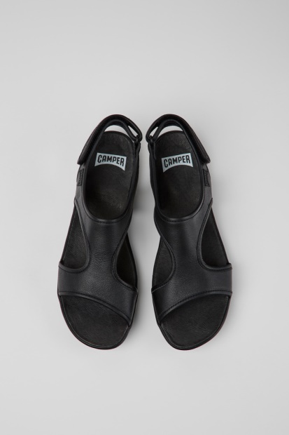 Camper Design Høyre Svarte Skinnsandaler For Kvinner