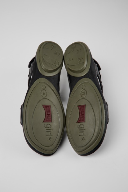 Camper Design Høyre Svarte Skinnsandaler For Kvinner