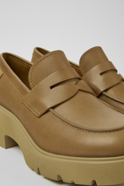 Milah Beige Loafers I Skinn For Kvinner Eksklusiv Campingvogn