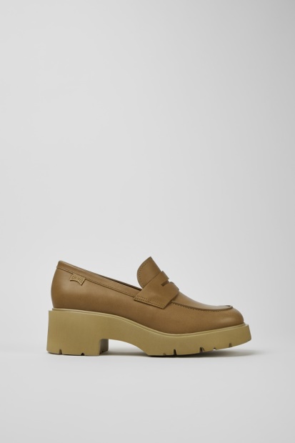 Milah Beige Loafers I Skinn For Kvinner Eksklusiv Campingvogn