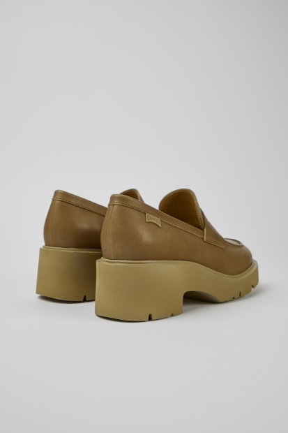 Milah Beige Loafers I Skinn For Kvinner Eksklusiv Campingvogn