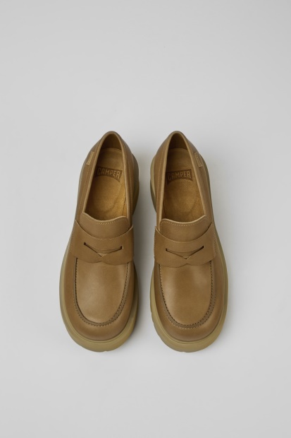Milah Beige Loafers I Skinn For Kvinner Eksklusiv Campingvogn