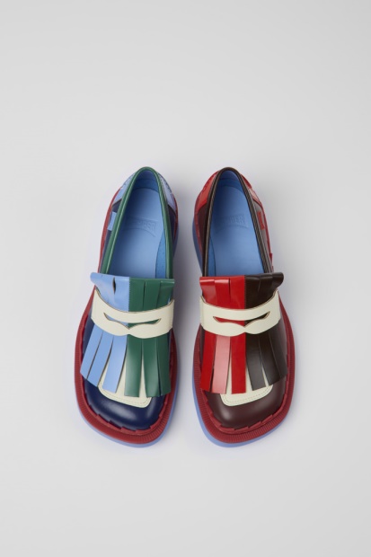 Campingvogn Design Tvillinger Flerfarget Skinn Loafers For Kvinner