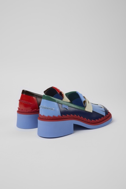 Campingvogn Design Tvillinger Flerfarget Skinn Loafers For Kvinner
