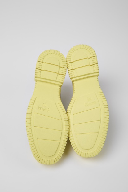 Design Pix Svarte Og Gule Snøresko I Skinn For Damecamper