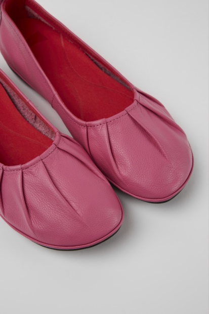 Høyre Rosa Skinn Ballerina Leiligheter For Kvinner Bobil Nyankomne