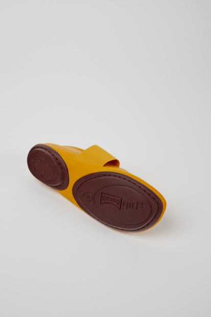 Høyre Gult Skinn Ballerina Leiligheter For Kvinner Eksklusiv Campingvogn