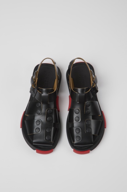 Sett Svarte Skinnsandaler For Kvinner Bobil Nyankomne