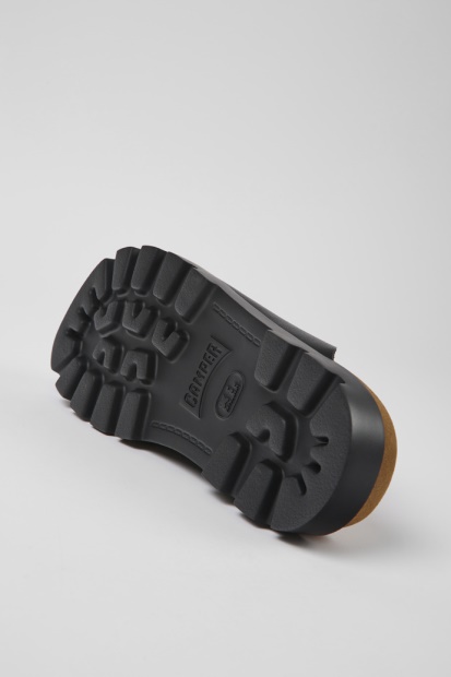 Brutus Sandal Svart Skinn Tresko For Menn Eksklusiv Campingvogn