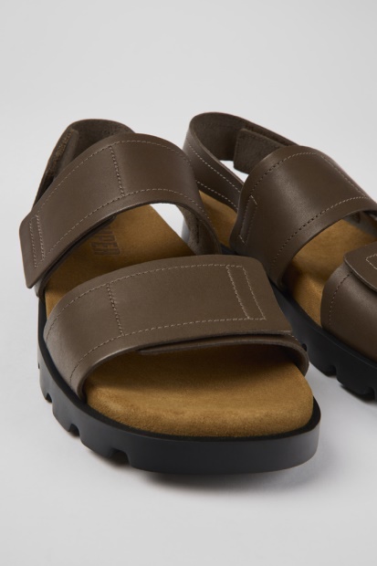 Brutus Sandal Brune Skinnsandaler For Herre Bobil Nyankomne