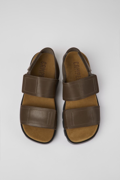 Brutus Sandal Brune Skinnsandaler For Herre Bobil Nyankomne