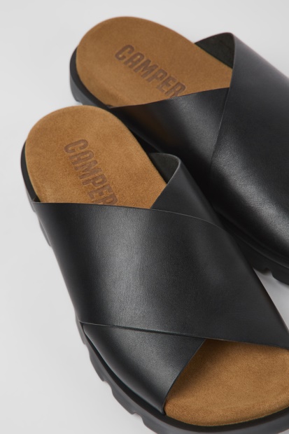 Camper Brutus Sandal Svarte Skinnsandaler For Herre Nyankomne