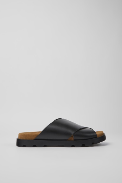 Camper Brutus Sandal Svarte Skinnsandaler For Herre Nyankomne
