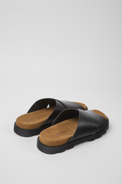 Camper Brutus Sandal Svarte Skinnsandaler For Herre Nyankomne