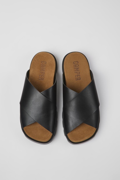 Camper Brutus Sandal Svarte Skinnsandaler For Herre Nyankomne