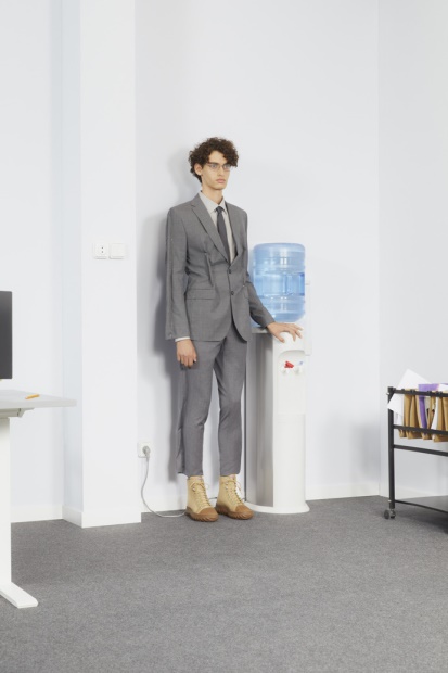 Slipt Beige Tekstil Og Lær Ankelstøvletter For Herre Bobil Nyankomne