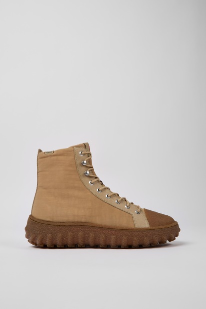 Slipt Beige Tekstil Og Lær Ankelstøvletter For Herre Bobil Nyankomne