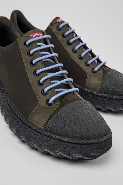 Slipt Grønt Tekstil Og Nubuck Sko For Menn Eksklusiv Campingvogn