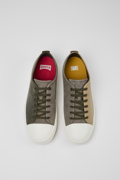 Tvillinger Brun-grå Og Grønne Skinnsko For Menn Bobil Nyankomne