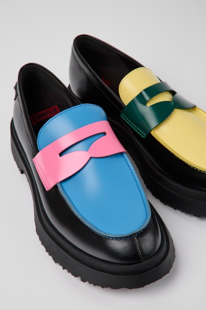 Campingvogn Design Tvillinger Flerfarget Skinn Loafers For Menn