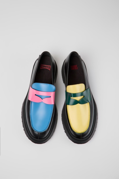 Campingvogn Design Tvillinger Flerfarget Skinn Loafers For Menn