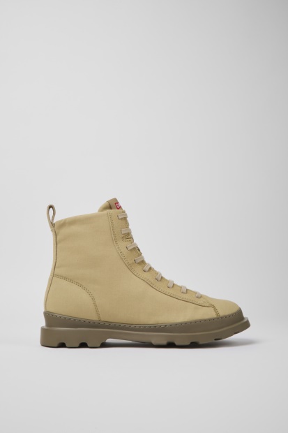 Camper Brutus Beige Tekstil Og Nubuck Ankelstøvletter For Herre Nyankomne