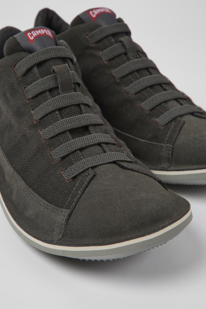 Camper Beetle Grå Tekstil Og Nubuck Sko For Herre Nyankomne