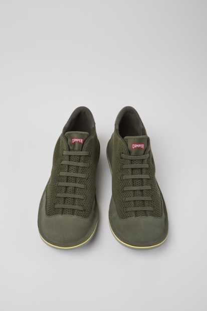 Camper Beetle Green Tekstil Og Nubuck Sko For Herre Nyankomne