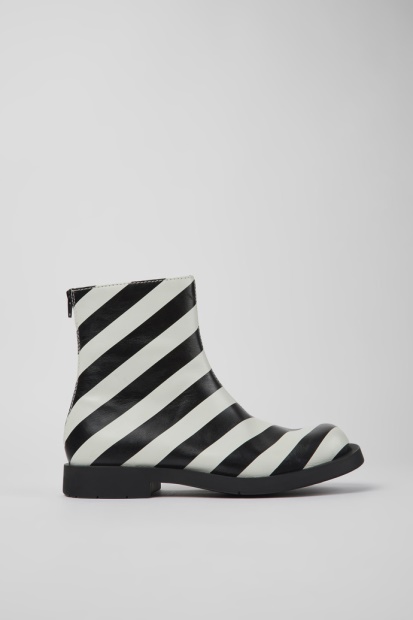 Mil 1978 Ankelstøvletter I Svart Og Hvitt Skinn For Menn Eksklusiv Campingvogn