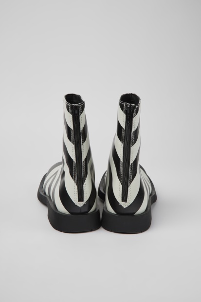 Mil 1978 Ankelstøvletter I Svart Og Hvitt Skinn For Menn Eksklusiv Campingvogn