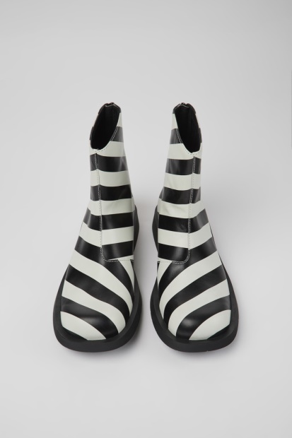 Mil 1978 Ankelstøvletter I Svart Og Hvitt Skinn For Menn Eksklusiv Campingvogn