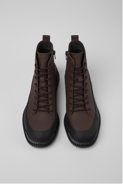 Design Pix Brune Og Svarte Snørestøvler I Skinn For Bobil For Menn