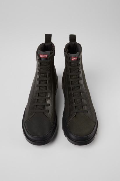 Brutus Mørkegrå Tekstil- Og Nubuck-ankelstøvletter For Nykommere Bobiler For Menn