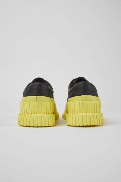 Pix Svart Og Gult Lær Snøresko For Menn Eksklusiv Campingvogn