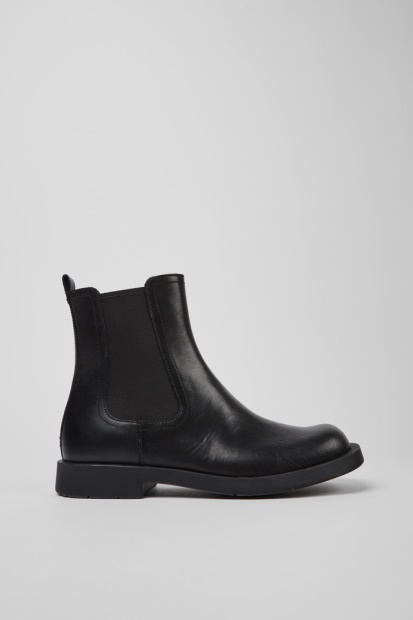 Mil 1978 Svart Skinn Chelsea Boots For Menn Bobil Nyankomne