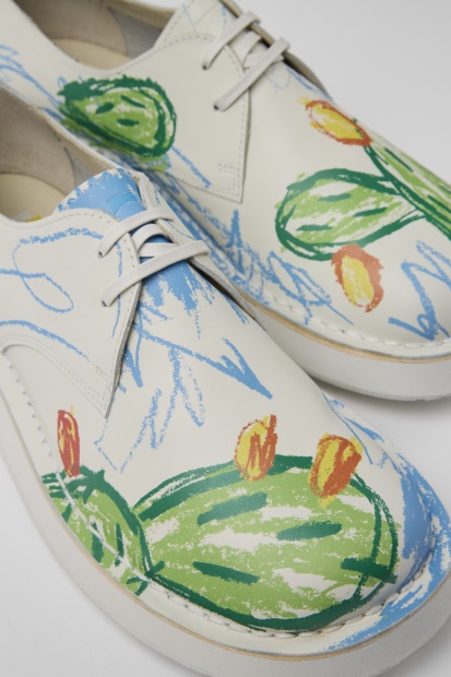 Camper Twins Snøresko I Hvitt Skinn For Menn, Nyankomne