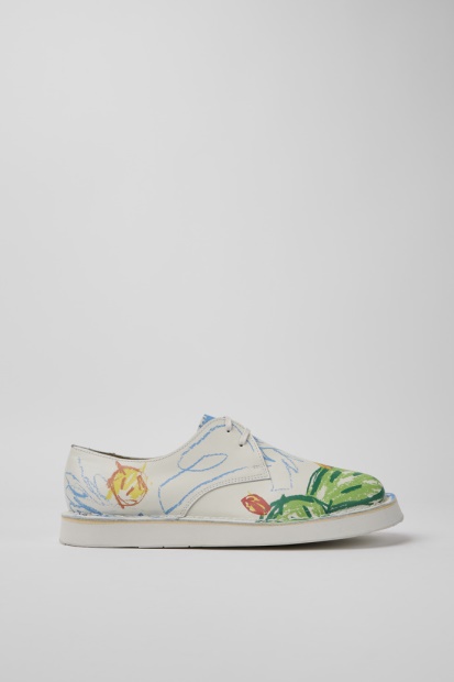 Camper Twins Snøresko I Hvitt Skinn For Menn, Nyankomne