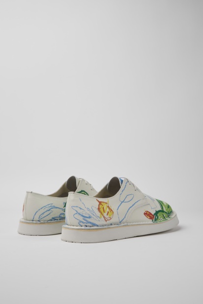 Camper Twins Snøresko I Hvitt Skinn For Menn, Nyankomne