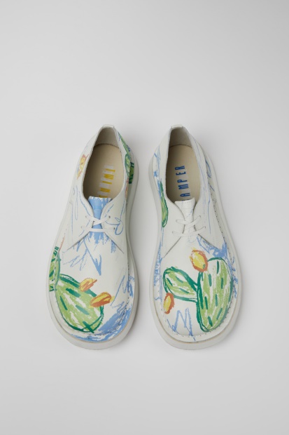 Camper Twins Snøresko I Hvitt Skinn For Menn, Nyankomne