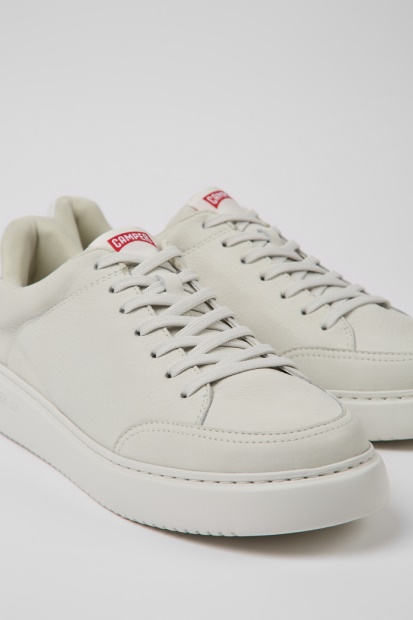 Runner K21 Hvite Sneakers I Ufarget Skinn For Herre Bobil Nyankomne