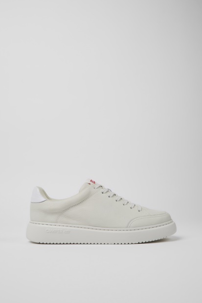 Runner K21 Hvite Sneakers I Ufarget Skinn For Herre Bobil Nyankomne