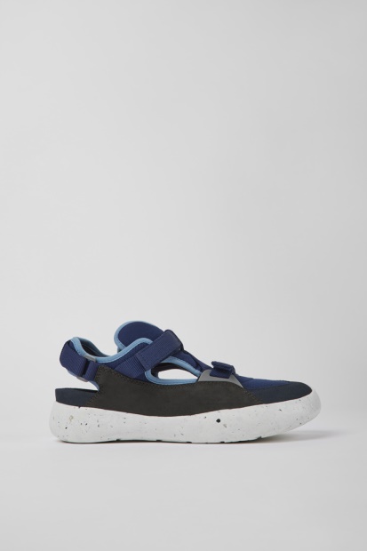 Peu Stadion Blått Og Grått Skinn Og Tekstil Semi-åpne Joggesko For Menn Camper Nyankomne