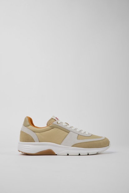 Design Drift Beige Og Hvite Nubuck Joggesko For Menn Bobil