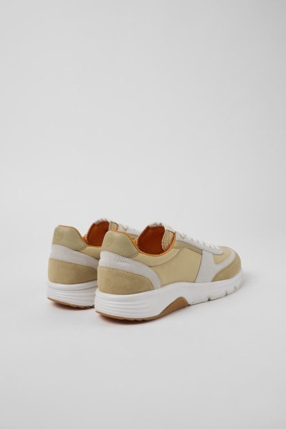 Design Drift Beige Og Hvite Nubuck Joggesko For Menn Bobil