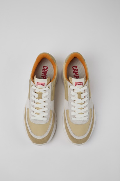 Design Drift Beige Og Hvite Nubuck Joggesko For Menn Bobil