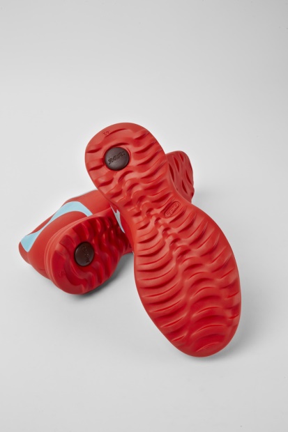 Tvillinger Røde Og Turkise Lær Snøresko Eksklusiv Campingvogn