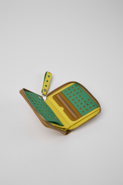 Camper Mosa Brun Og Gul Skinnlommebok Nyinnkomne