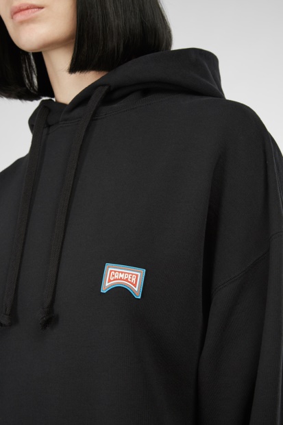 Hettegenser Svart Og Oransje Trykt Unisex Hettegenser Camper Nye Ankomster