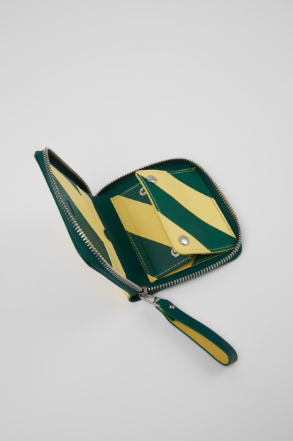 Design Mosa Grønn Og Gul Lommebok Bobil I Skinn